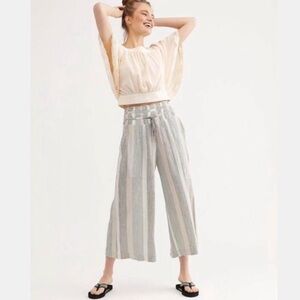 Free People Hamilton striped cropped wide leg pants